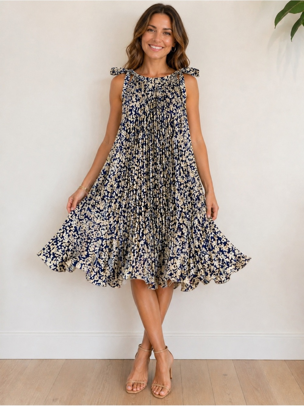 ✨ Jackie KPleated Satin Party Dress | Bow Tie Shoulder | Flowy Luxe Fit